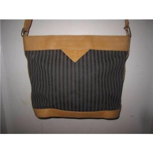 Fendi Vintage Purse Black Grey Camel Coated Canvas And Leather - Picture 5 of 5